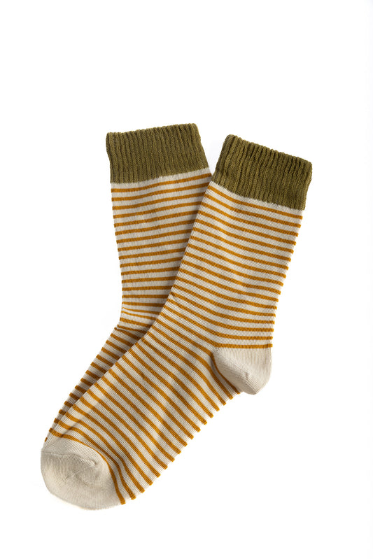 Hemp Cotton blend crew socks - Golden Stripe